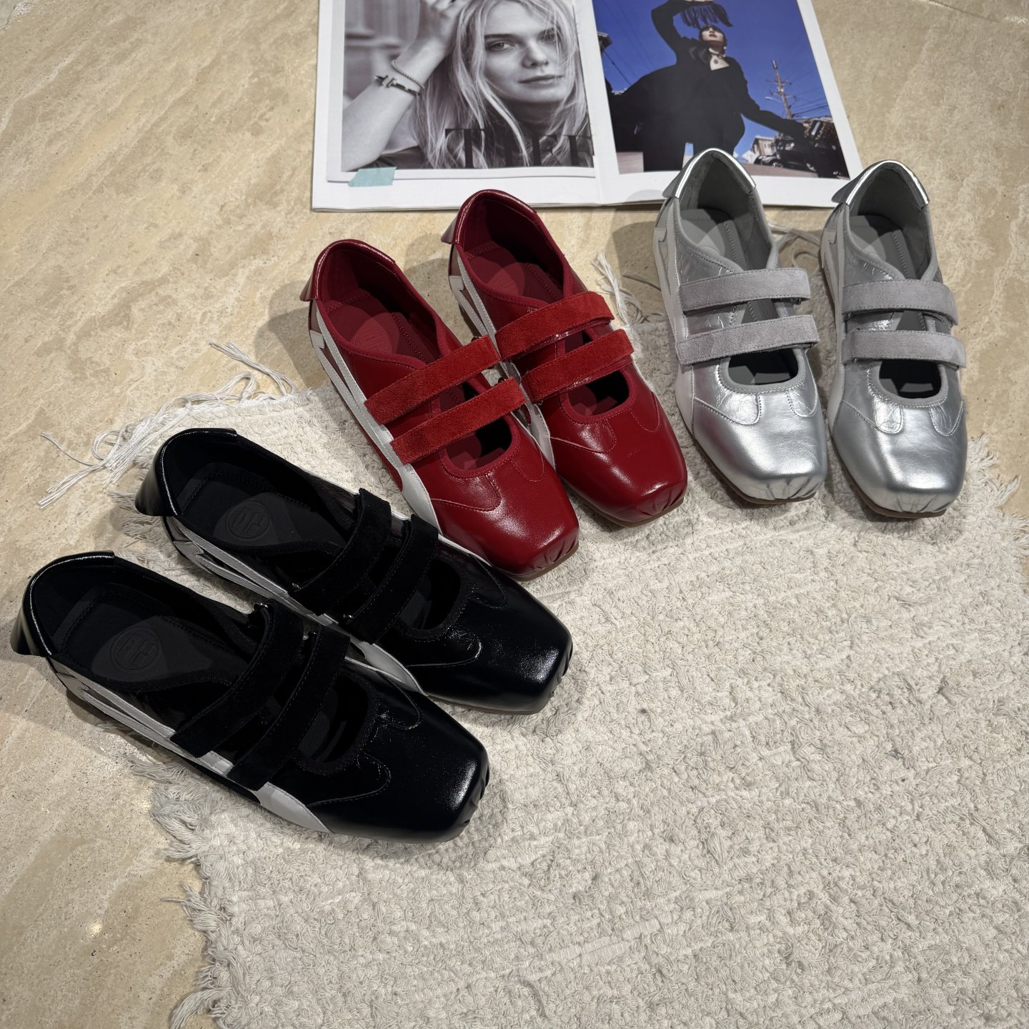 2026春新款欧货欧洲站浅口拼色时尚女鞋平底魔术贴方头玛丽珍单鞋,女鞋,玛丽珍鞋,淘宝优惠券,粉丝福利购,淘宝优惠卷