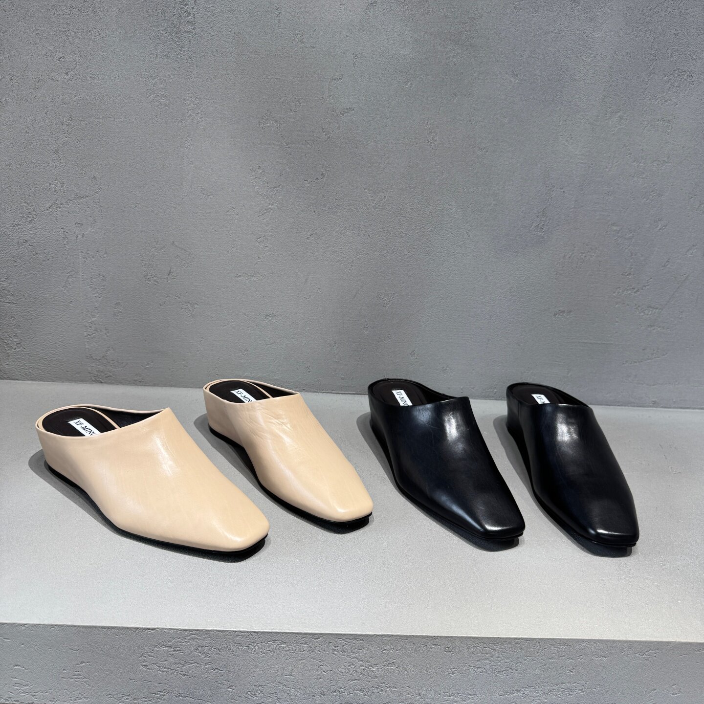 欧货欧洲站女鞋2026春季新款高跟简约真皮穆勒鞋方头坡跟包头半拖