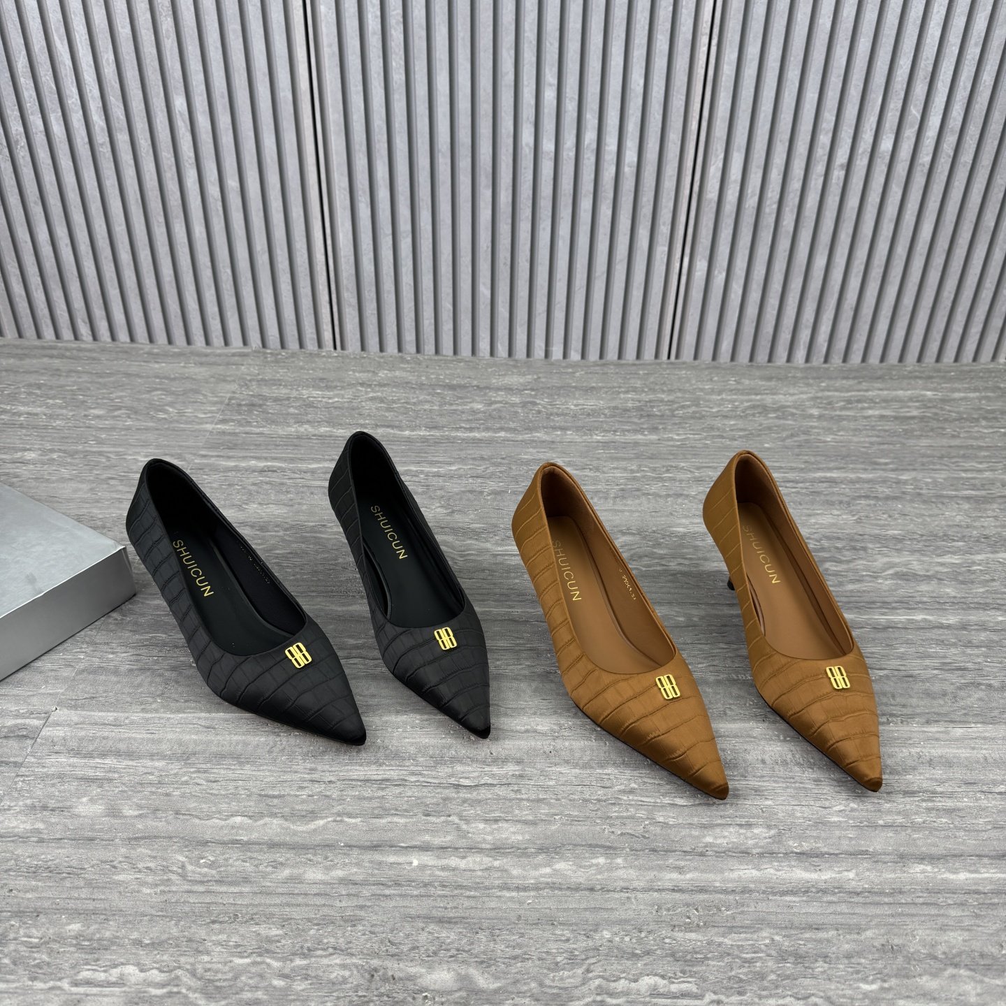 2026春季新款欧货欧洲站真皮浅口尖头单鞋性感布面细跟高跟鞋女鞋,女鞋,浅口单鞋,淘宝优惠券,粉丝福利购,淘宝优惠卷