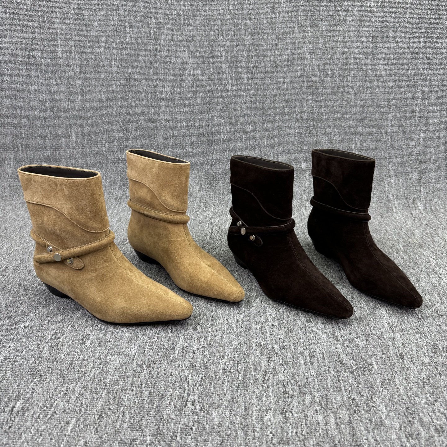 2025秋季新款欧货欧洲站磨砂皮套筒尖头西部靴短筒低跟马丁靴女鞋,女鞋,时装靴,淘宝优惠券,粉丝福利购,淘宝优惠卷