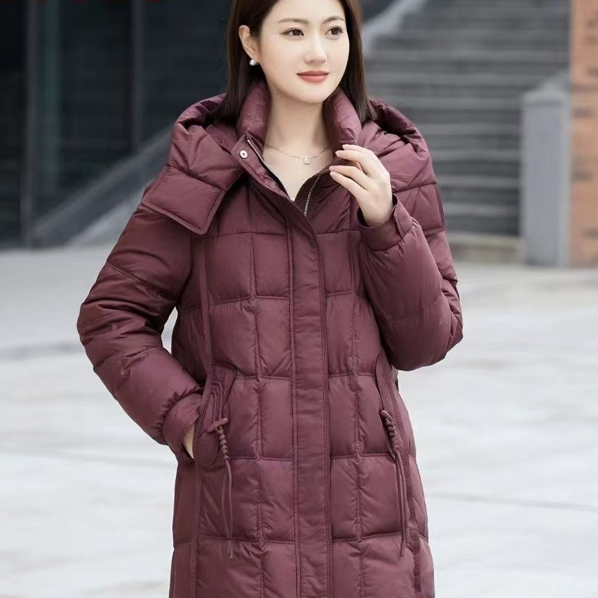 中老年女2024冬装新款大码加厚羽绒服中长款中年妈妈鸭绒上衣外套