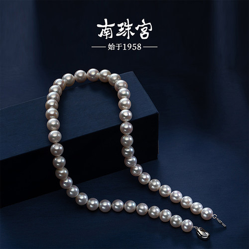 南珠宫925银项链近圆高亮泽