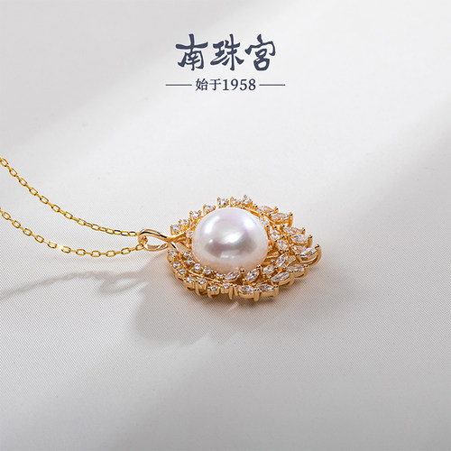 南珠宫925银淡水珍珠吊坠D012SD-J中秋节