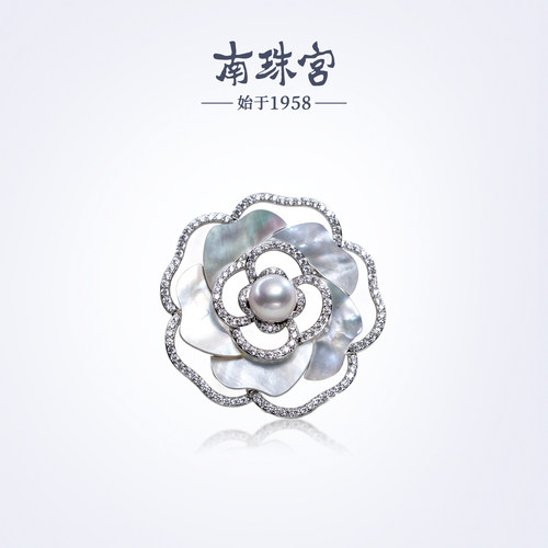 南珠宫淡水珍珠胸针秋冬饰品简约高级感生日礼物送妈妈C-CYZ060HD