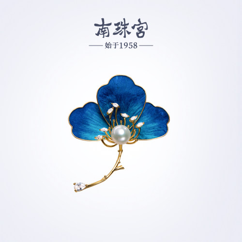 南珠宫丝绒花淡水珍珠胸针古风典雅新年礼物送妈妈H103D-J中秋节