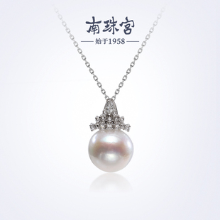 南珠宫925银淡水珍珠吊坠强光近圆年轻款 生日礼物送女友D018SD