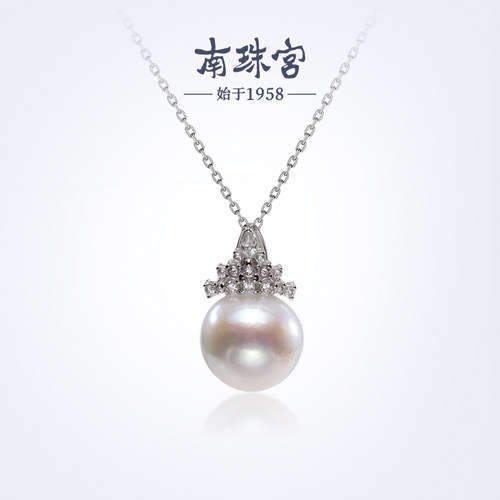 南珠宫925银淡水珍珠吊坠强光近圆年轻款生日礼物送女友D018SD-Y