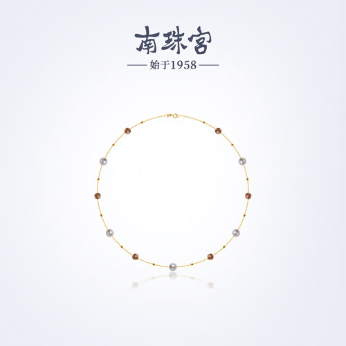 南珠宫满天星淡水珍珠项链水晶黑金超强光近圆年轻送女友