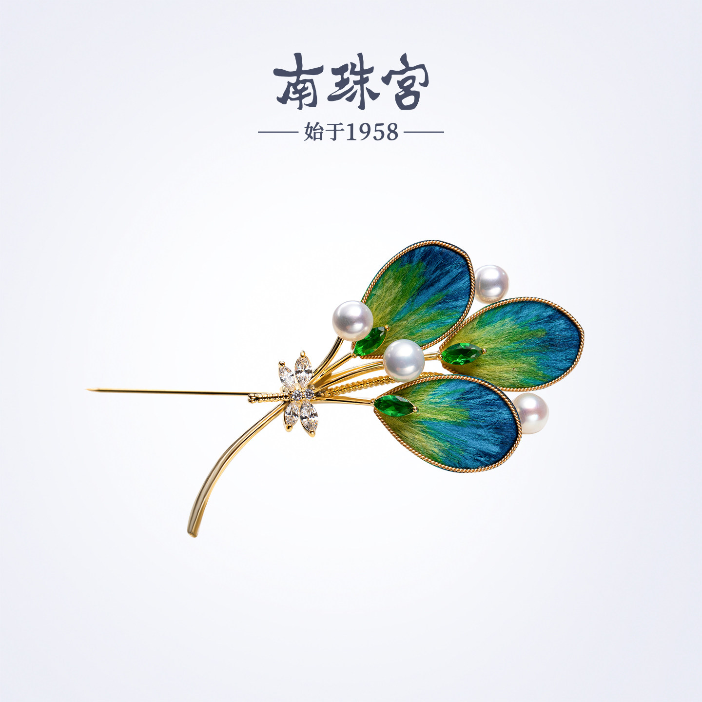 南珠宫丝绒花淡水珍珠胸针优雅百搭新年礼物送妈妈H102D-J图片