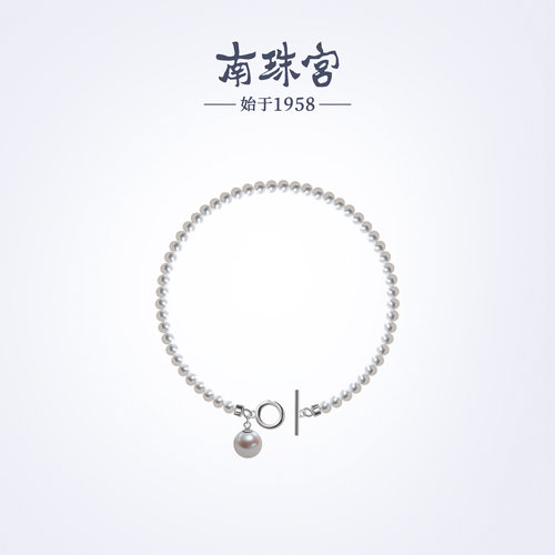 南珠宫925银淡水珍珠手链OT扣简约百搭送老婆C-HJS082SD-Y