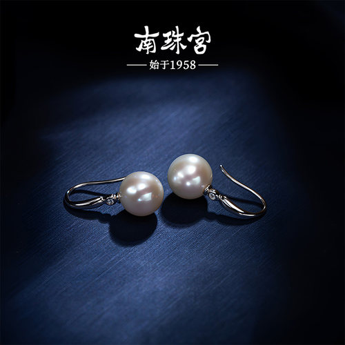 南珠宫925银淡水珍珠耳环耳钩简约通勤百搭送女友C-CYE078SD-J