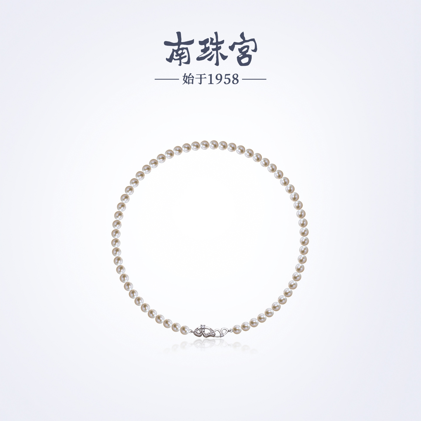 南珠宫蝶缘925银淡水珍珠项链年轻款生日礼物送礼女C-HJX147SD-Y