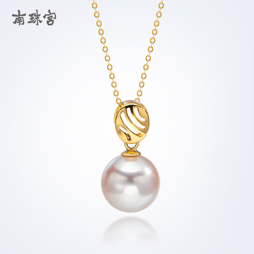 海水珍珠吊坠圆强光18k金