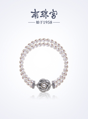 南珠宫淡水珍珠双层磁吸手链简约百搭年轻款生日礼物送女友S066D
