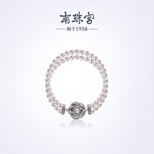 南珠宫淡水珍珠双层磁吸手链简约百搭年轻款 生日礼物送女友S066D