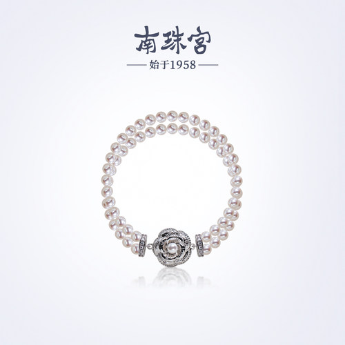 南珠宫淡水珍珠双层磁吸手链简约百搭年轻款生日礼物送女友S066D