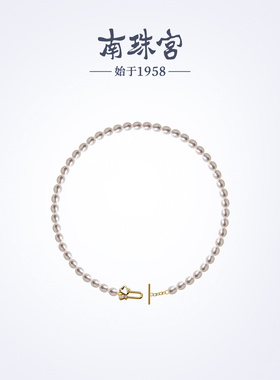 南珠宫925银淡水珍珠项链强光精致百搭职场送礼女C-HJX154SD-J