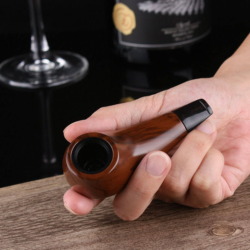老式实木烟斗楠木过滤烟斗手工现代烟杆烟嘴实木圆底过滤烟斗烟袋
