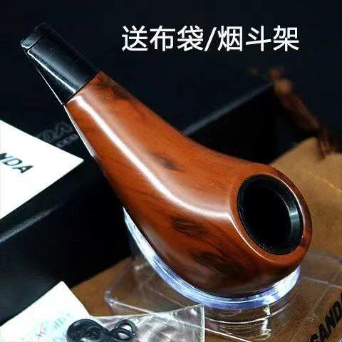 老式实木烟斗烟嘴过滤烟斗现代烟杆烟嘴手工实木圆底过滤烟斗烟