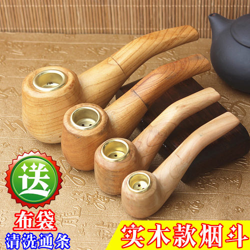 实木手工刻花烟斗过滤携带方便