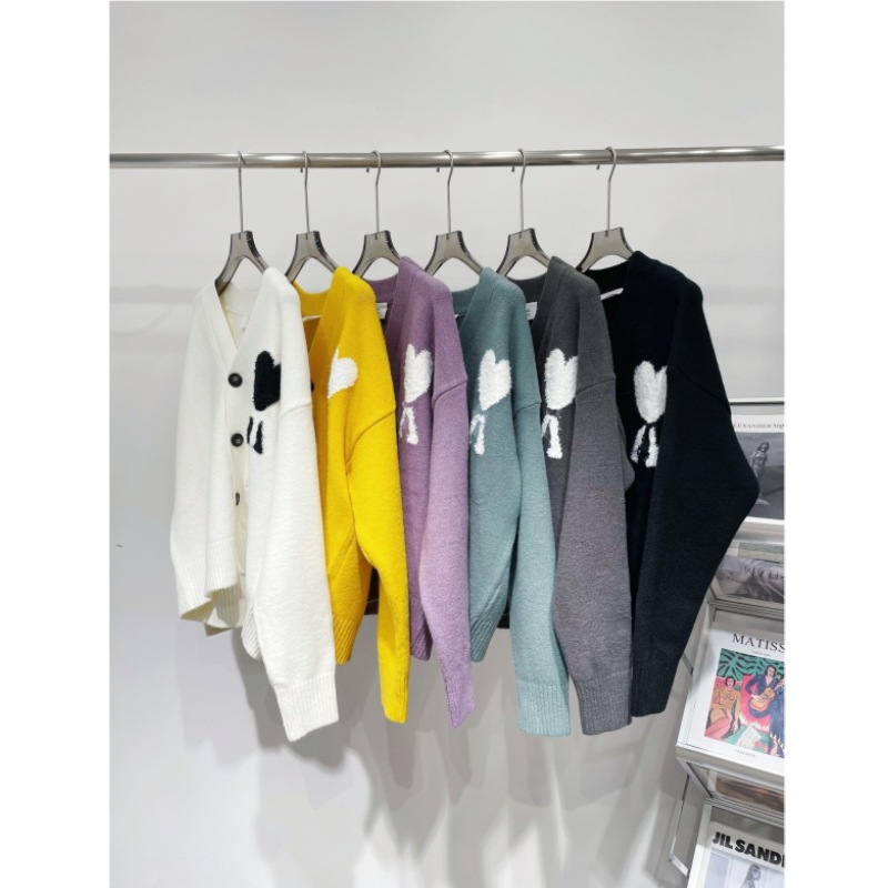 71%羊驼毛经典款大爱心云朵毛衣宽松V领针织衫外套男女同款