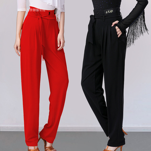 宽松显瘦广场舞蹈演出吉特巴水兵舞长裤 拉丁舞裤 女高腰哈伦小脚裤