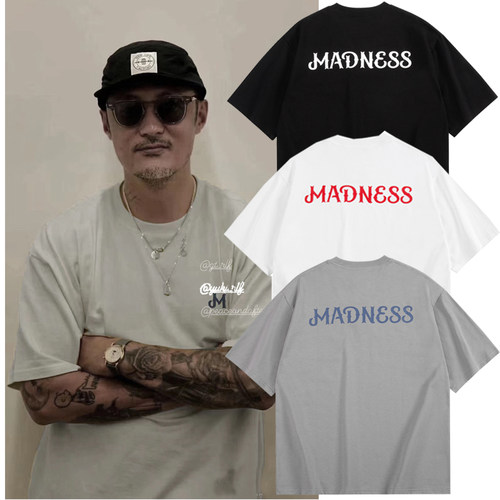 重磅 MADNESS PRINT TEE 余文乐同款24SS字母印花纯棉宽松短袖T恤