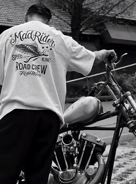 现货 MADNESS 26SS MADRIDER 机车印花宽松短袖T恤 余文乐同款Tee