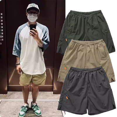 余文乐同款MADNESS潮牌防水速干夏季运动跑步休闲宽松橙标短裤男