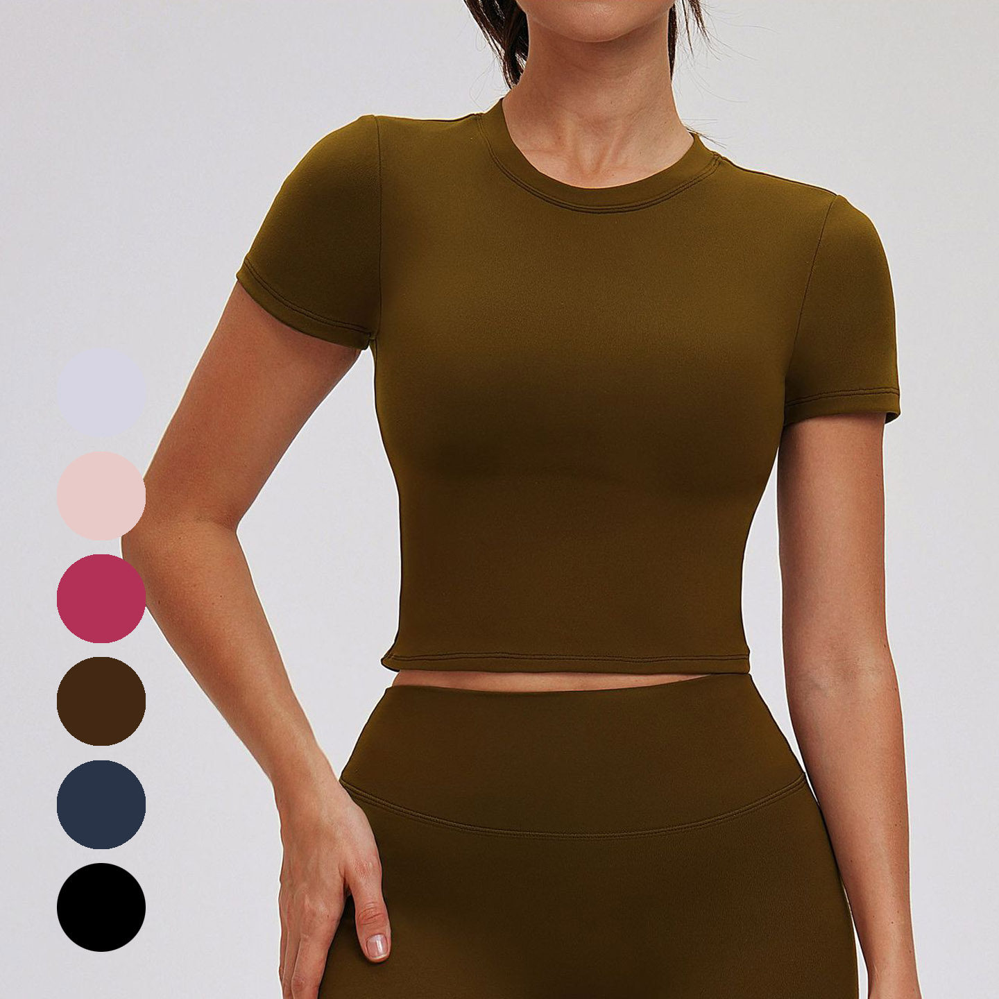 免穿内衣有胸垫 针织瑜伽T恤女速干紧身健身服跑步运动短袖上衣,运动/瑜伽/健身/球迷用品,瑜伽t恤,淘宝优惠券,粉丝福利购,淘宝优惠卷