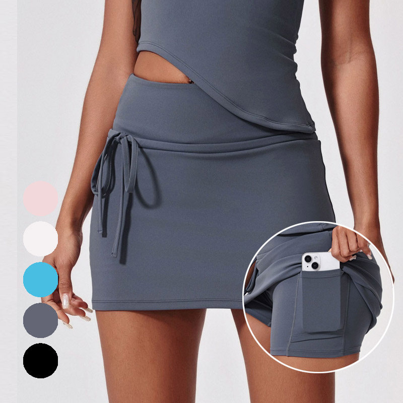 防走光打底裤 健身短裙女A字裙高腰运动假两件网球裙瑜伽半裙口袋,运动/瑜伽/健身/球迷用品,瑜伽短裙,淘宝优惠券,粉丝福利购,淘宝优惠卷