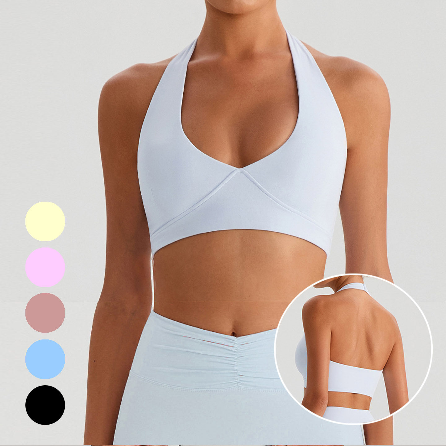 欧美裸感挂脖瑜伽文胸女露背户外跑步防震聚拢健身内衣运动上衣,运动/瑜伽/健身/球迷用品,瑜伽内衣,淘宝优惠券,粉丝福利购,淘宝优惠卷