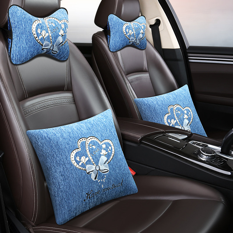 2024新款汽车抱枕四件套别克凯越车用腰靠枕时尚个性护颈枕骨头枕