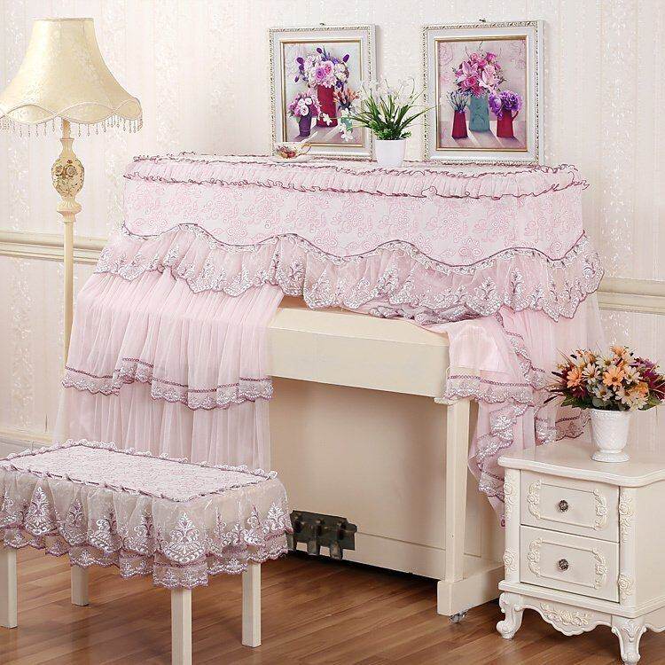 高档蕾丝布艺珠江雅马哈中开全包加厚钢琴罩钢琴防尘套凳套韩国