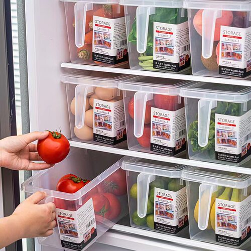 冰箱食品水果收纳盒带把手鸡蛋保鲜收纳盒PP食品级透明厨房储物盒