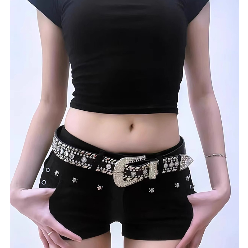 镶钻女配短裙设计感美式皮带