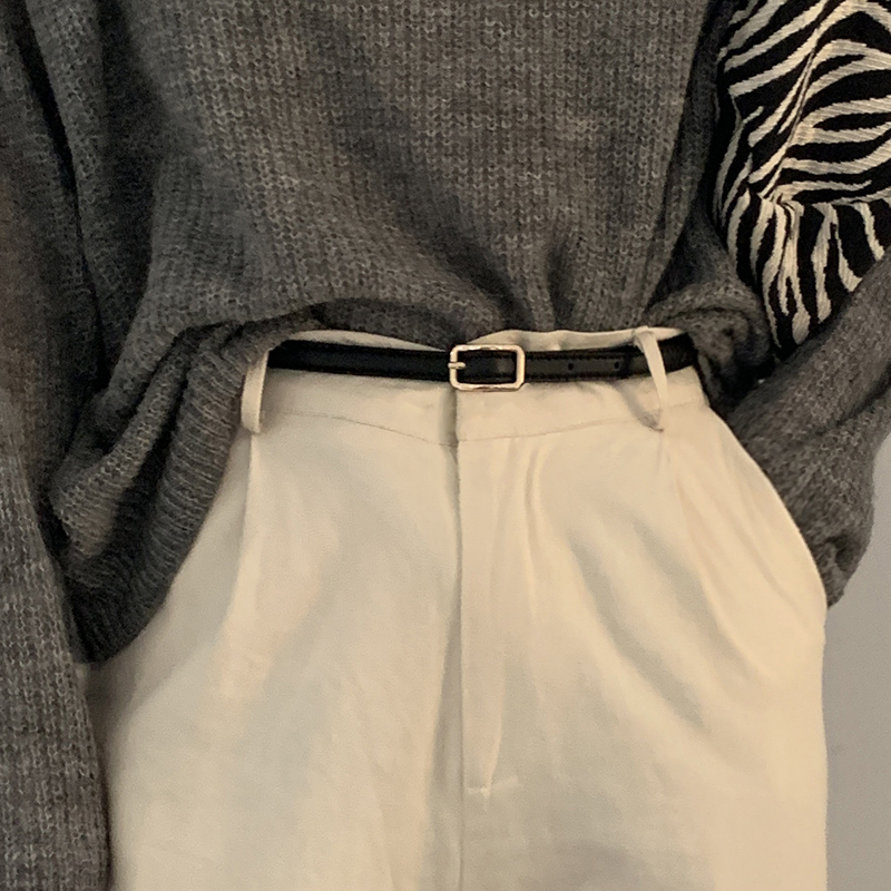 小皮带女简约百搭时尚细腰带ins风装饰西裤配牛仔裤夏季黑色