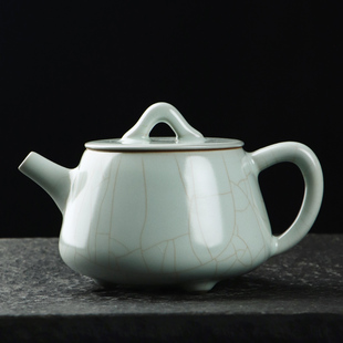 清沐堂主 茶养开片天青汝窑大号石瓢壶 陶瓷茶具中式不烫手泡茶壶