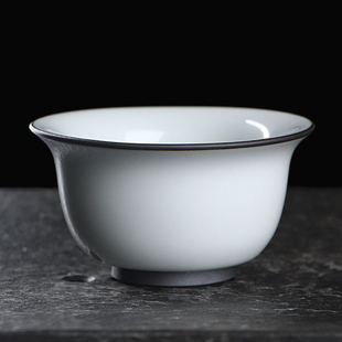 凝香阁 普洱茶单杯 铁胎官窑月白压手杯 简约家用陶瓷品茗杯中式