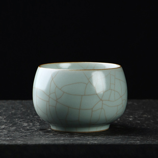 清沐堂主 茶养开片天青汝窑罗汉杯 家用陶瓷茶具品茗主人杯单杯