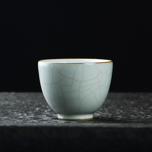 清沐堂主 茶养开片天青汝窑铃铛杯 冰裂釉家用陶瓷茶具个性品茗杯