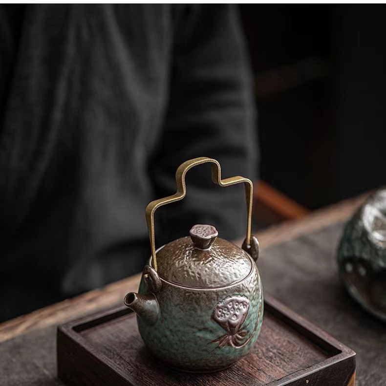 暖小瓷莲蓬提梁壶粗陶茶壶