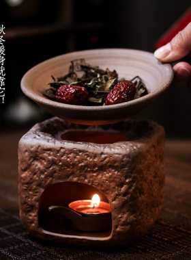 原矿黄陶泥蜡烛暖茶炉
