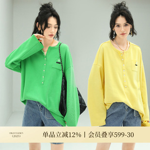 T恤女休闲POLO衫 COCOBELLA糖果色亨利领针织长袖 清仓 TS633 断码