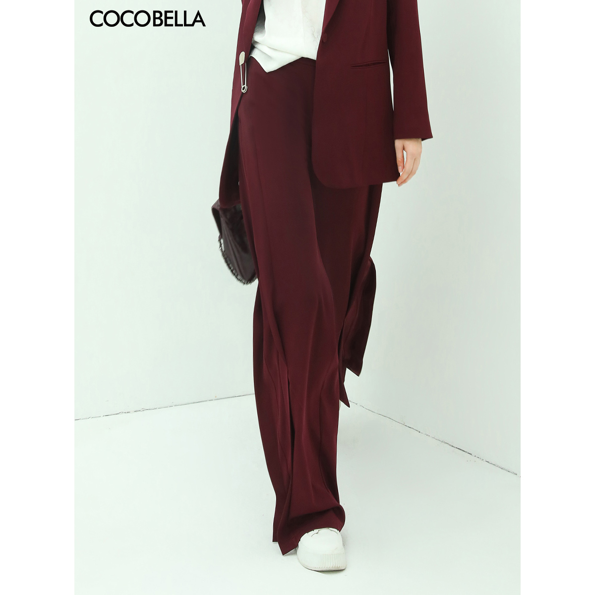 COCOBELLA重工捏褶酒红