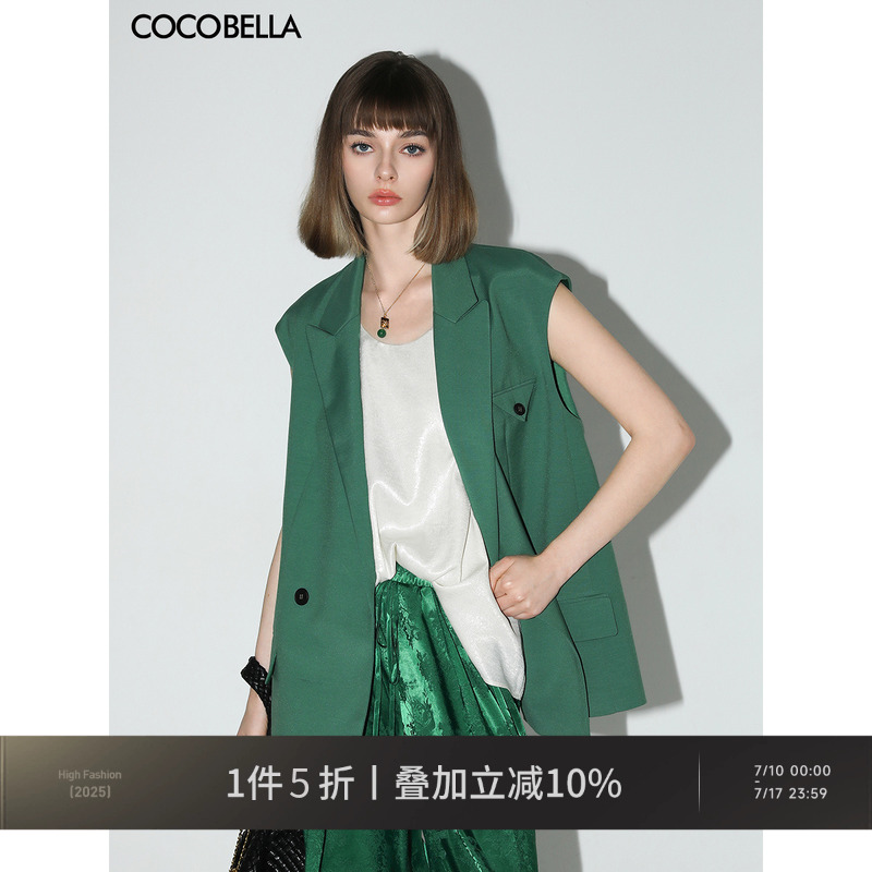 COCOBELLA率性戗驳领西装马夹女混搭叠穿休闲马甲WS501