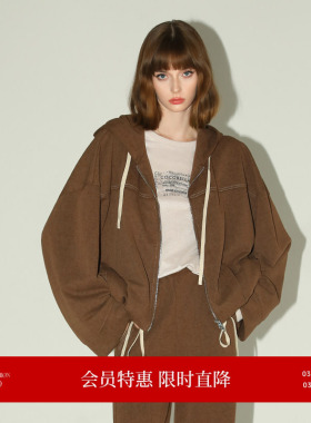 COCOBELLA[miu系穿搭]炒色花纱外套休闲连帽拉链卫衣SC3013-2