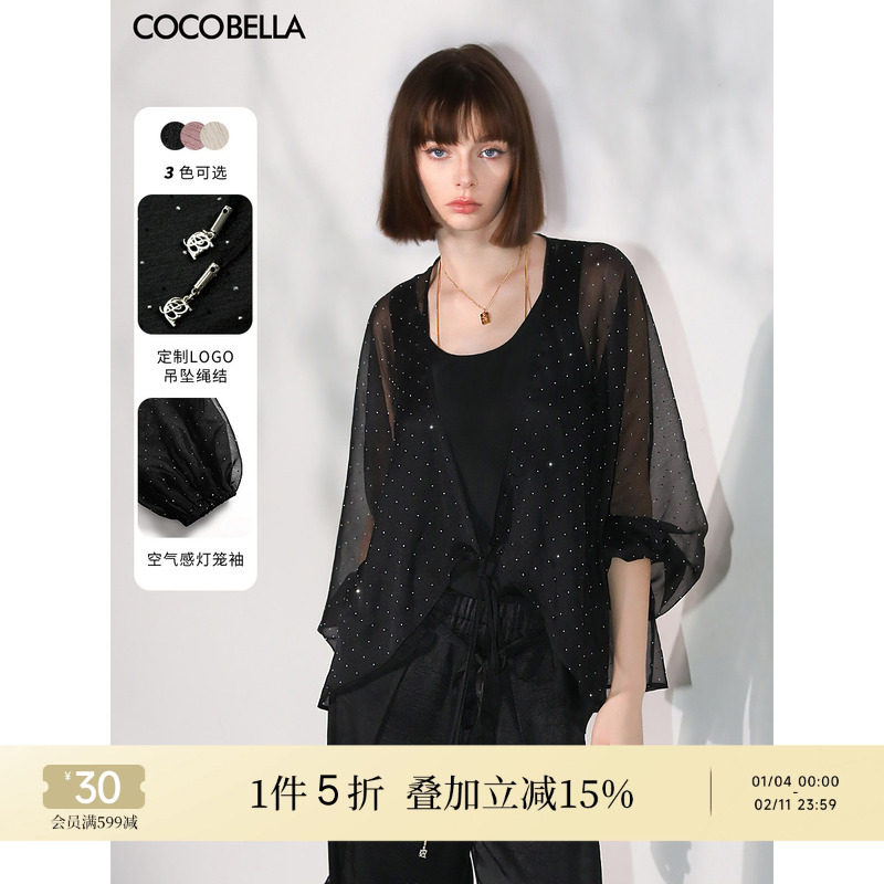 COCOBELLA璀璨星河手工烫钻女微透视蝙蝠袖雪纺衫开衫SN7001,女装/女士精品,蕾丝衫/雪纺衫,淘宝优惠券,粉丝福利购,淘宝优惠卷