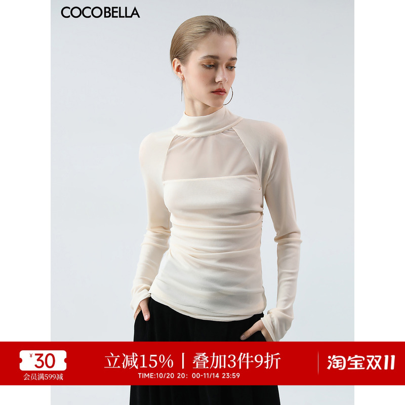 COCOBELLA网纱拼接透视打底衫