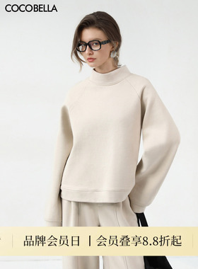 COCOBELLA抗静电拉绒立领卫衣女秋冬自发热保暖半高领上衣SE3013